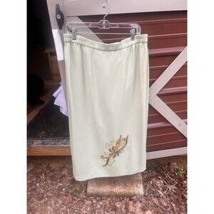 Champagne Sage Green Beaded Embellished Midi Skirt Size 16